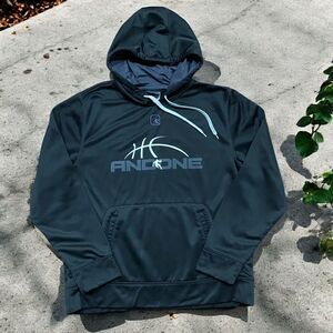 AND1 Streetball Vintage Y2K Athletic Pullover Black Gray Hoodie Men's Size Large